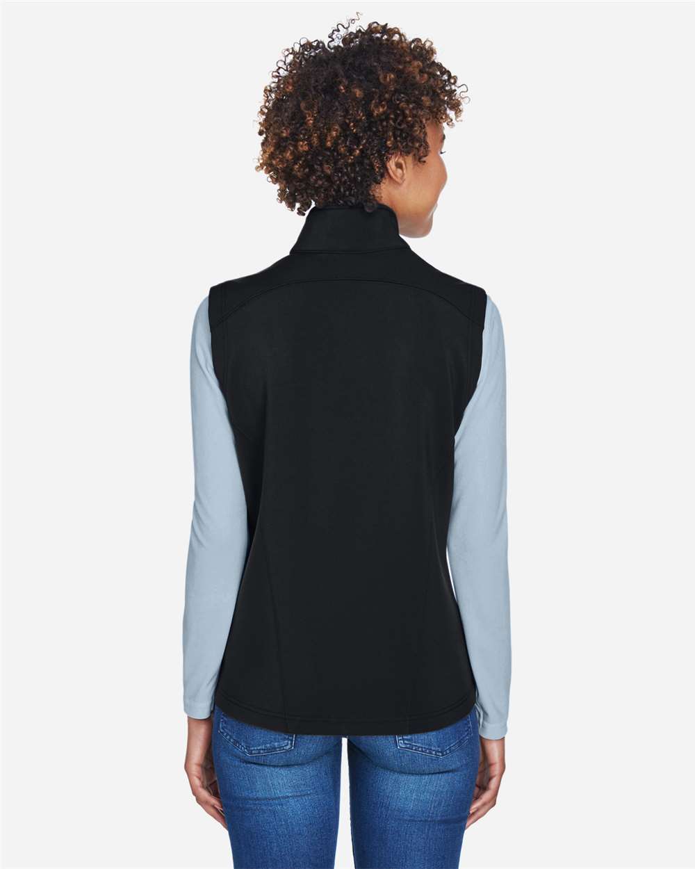 Women's Cruise Two-Layer Fleece Bonded Soft Shell Vest - OnModelBack - B298A7502 - Black
