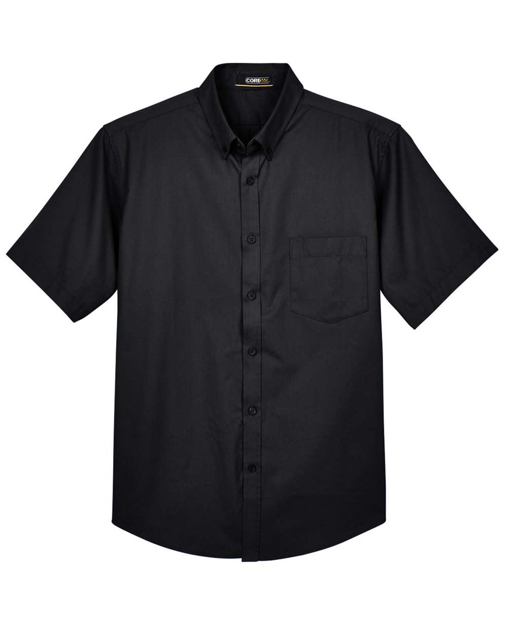 Men's Tall Optimum Short Sleeve Twill Dress Shirt - Front - B243A7505 - Black
