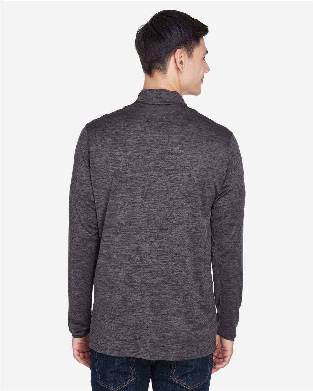 Men's Tall Kinetic Performance Quarter-Zip Pullover - OnModelBack - B282A7585 - Carbon Heather/ Black