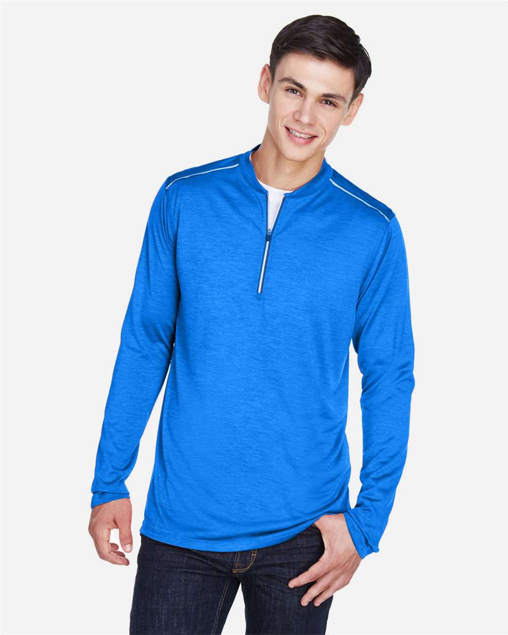 Men's Tall Kinetic Performance Quarter-Zip Pullover - OnModelFront - B282A7756 - True Royal Heather/ Carbon