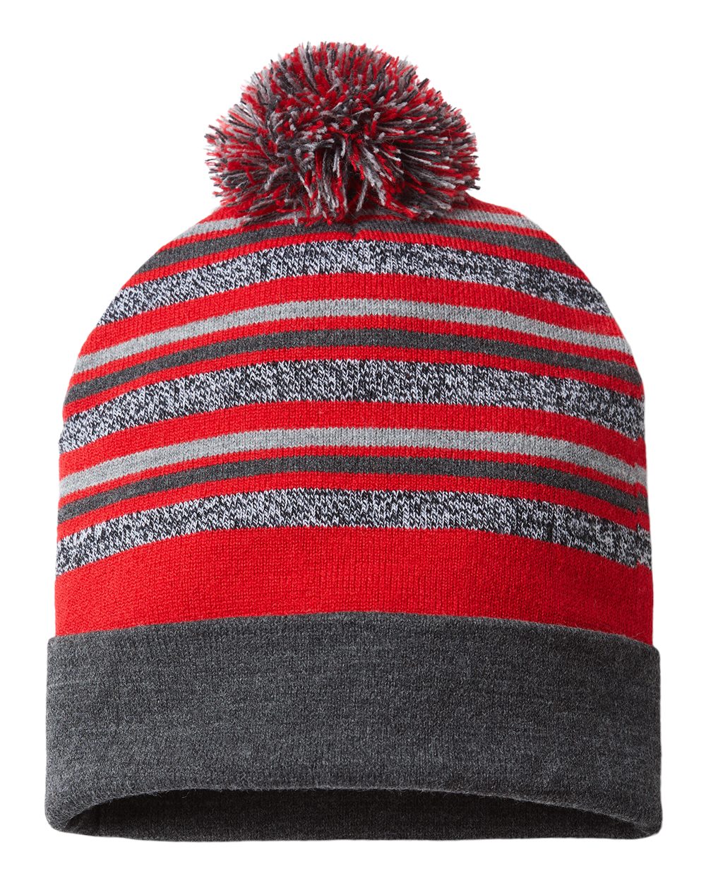 USA-Made Striped Beanie - Front - B91795700 - True Red