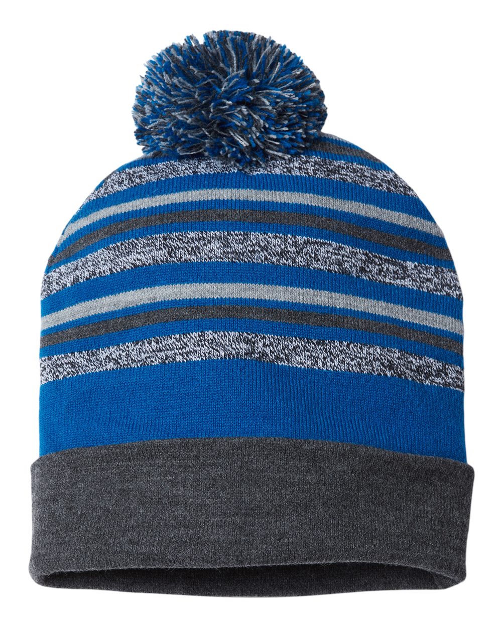 USA-Made Striped Beanie - Front - B91795750 - True Royal