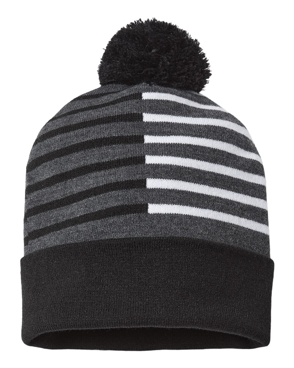 USA-Made Half Color Beanie - Front - B91895500 - Black/ White
