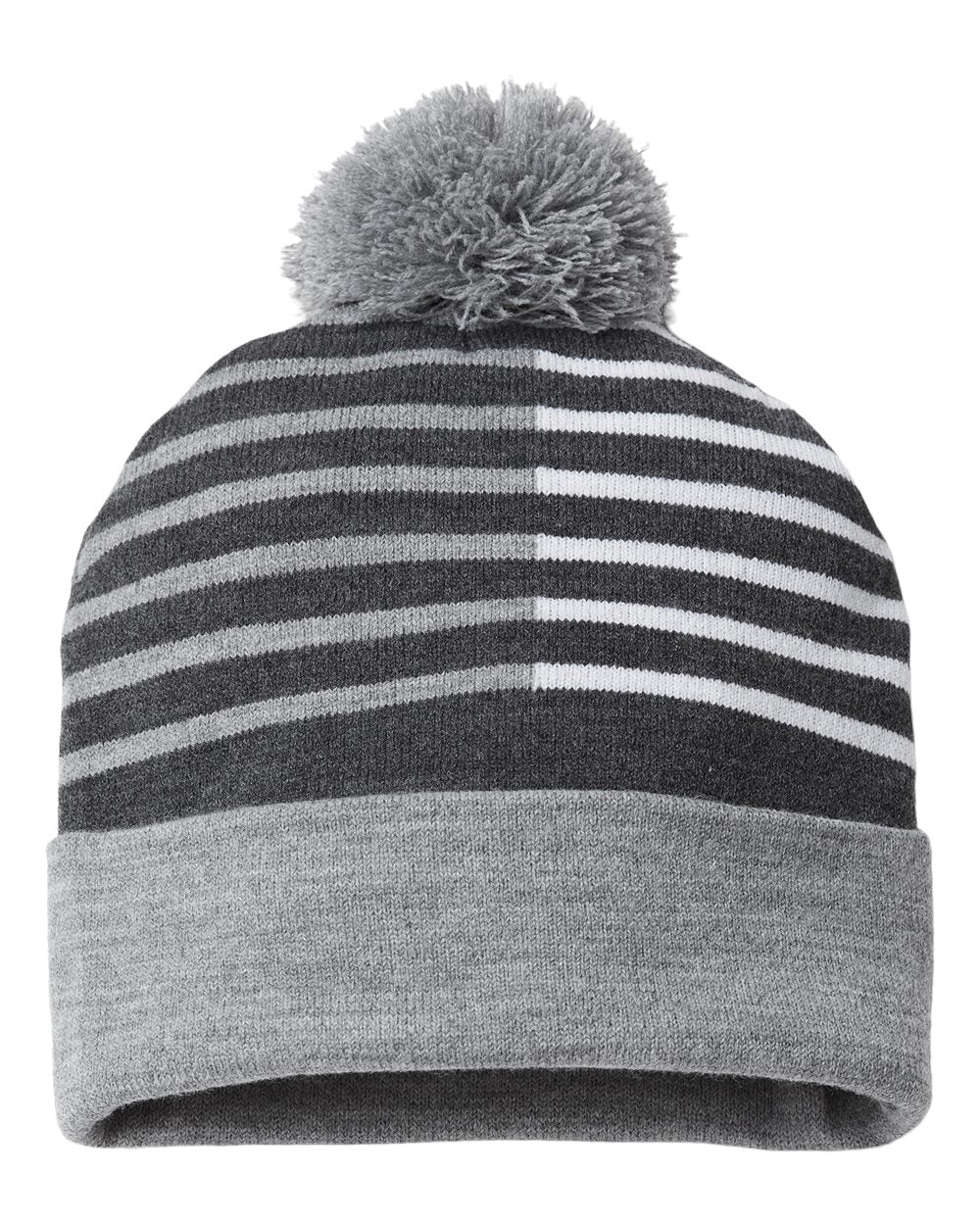 USA-Made Half Color Beanie - Front - B91895590 - Heather/ White