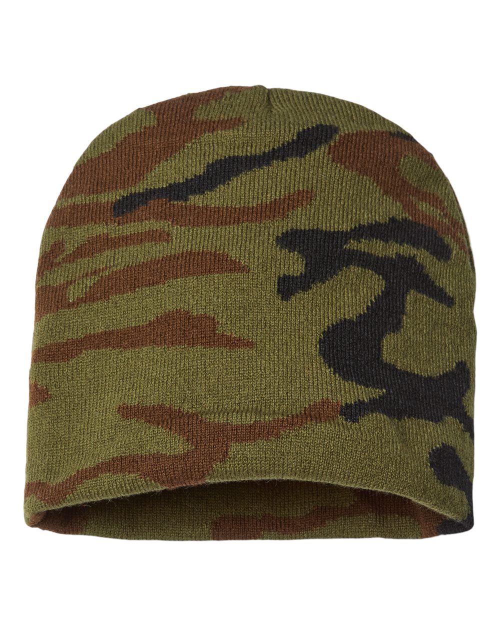 USA-Made Camo Beanie - Front - B92395110 - Woodland Camo