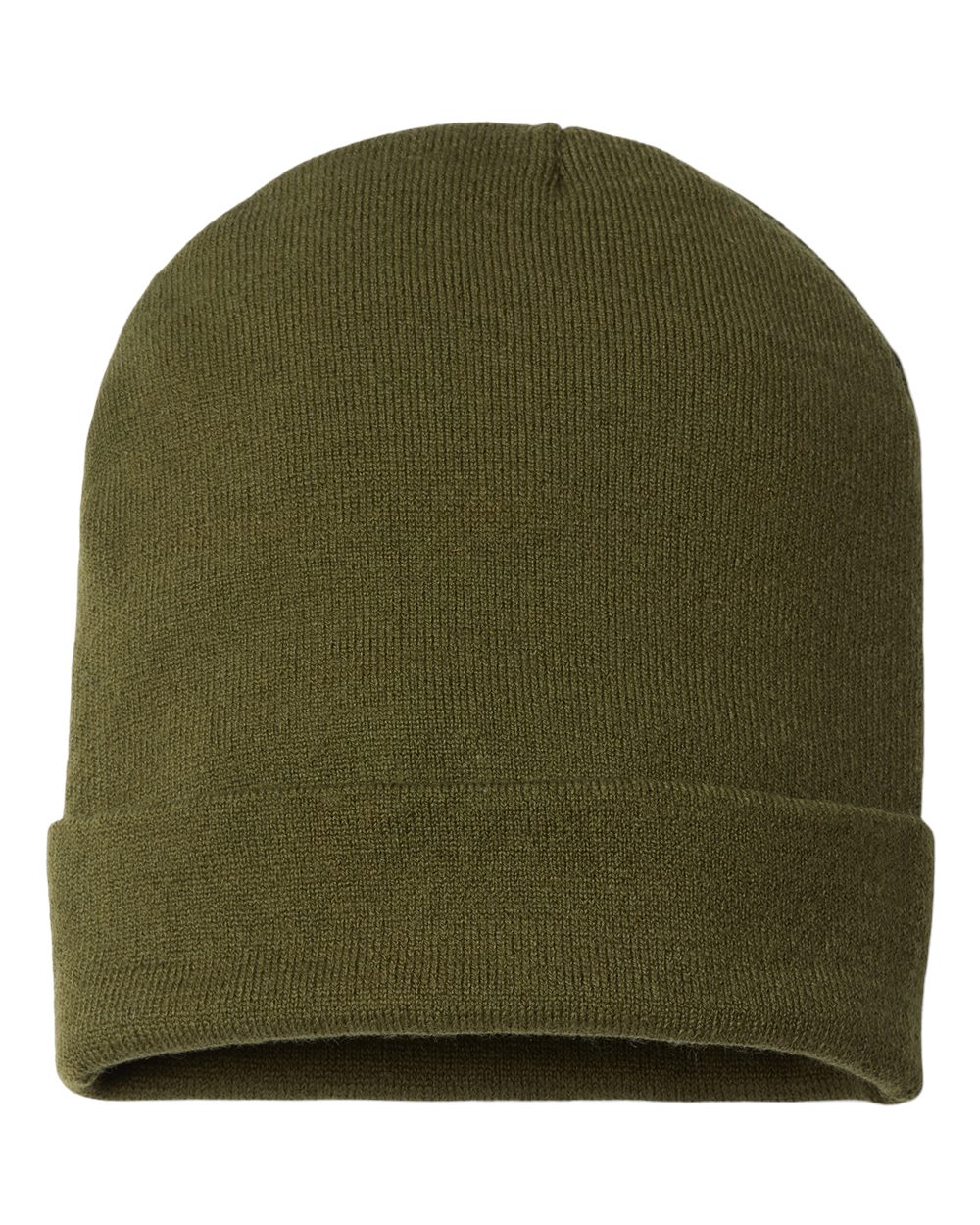 USA-Made Patriotic Cuffed Beanie - Back - B92495540 - Olive/ Khaki Stars