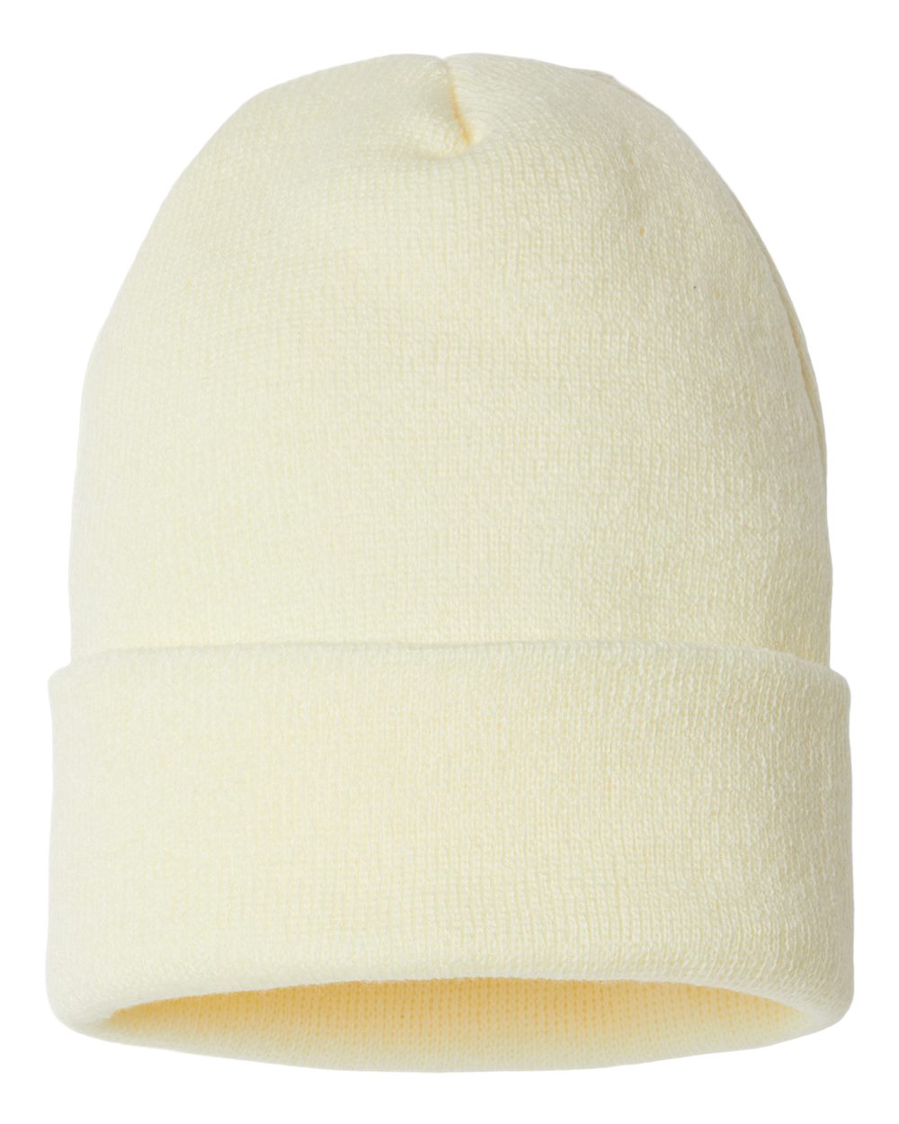 USA-Made Sustainable Cuffed Beanie - Front - B03395240 - Ivory