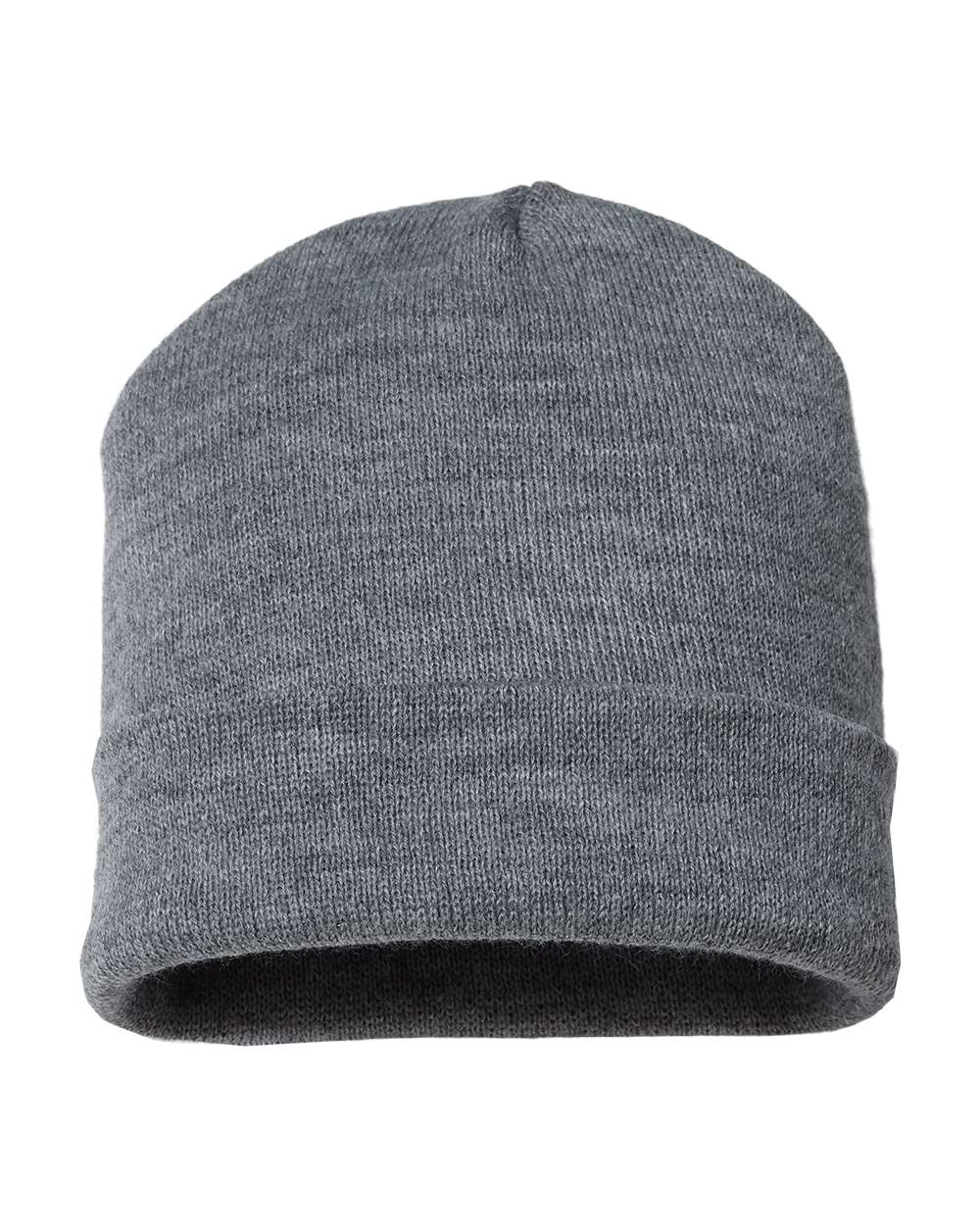 USA-Made 12" Cuffed Beanie - Front - B01595090 - Heather Grey