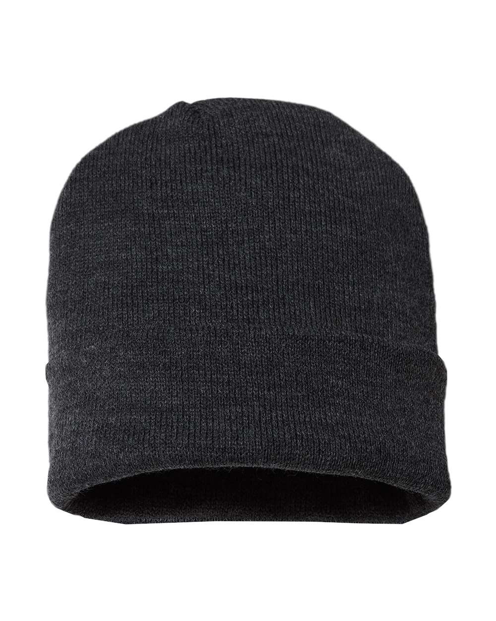 USA-Made 12" Cuffed Beanie - Front - B01595590 - Dark Heather Grey