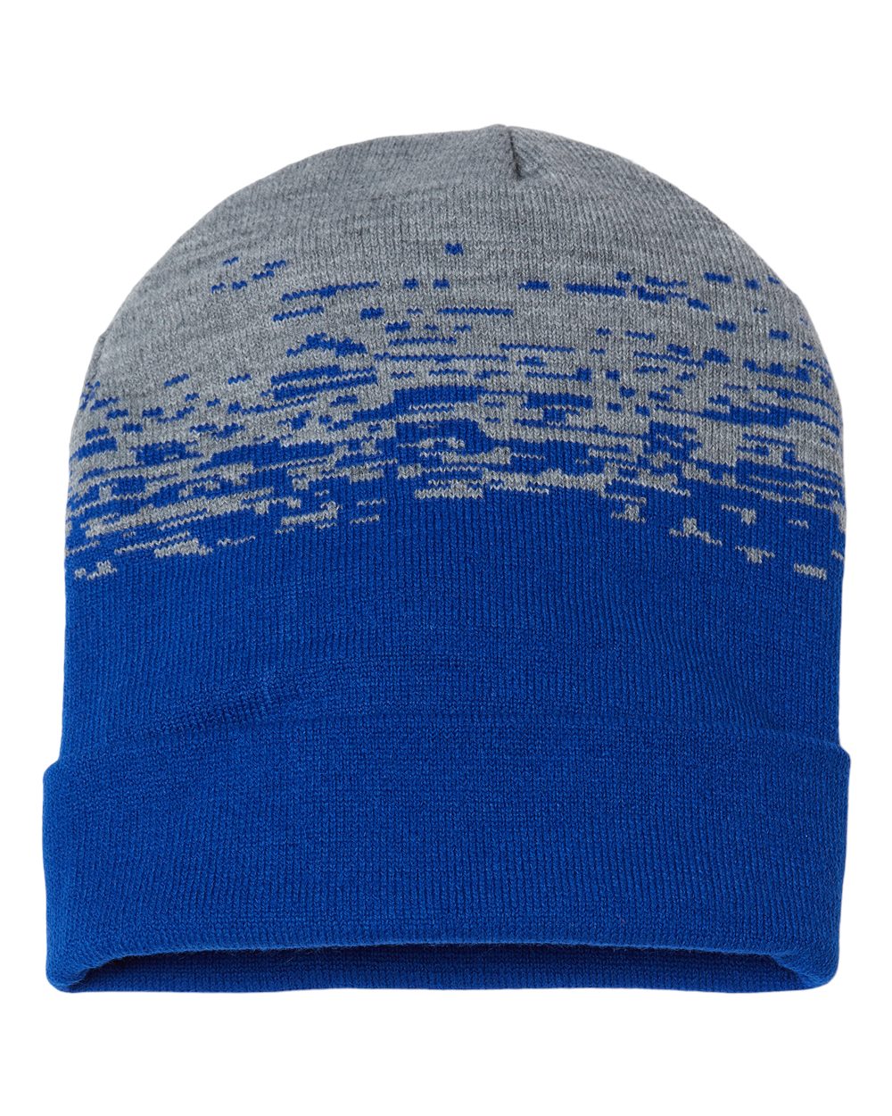 USA-Made Static Cuffed Beanie - Front - B51495750 - True Royal/ Heather