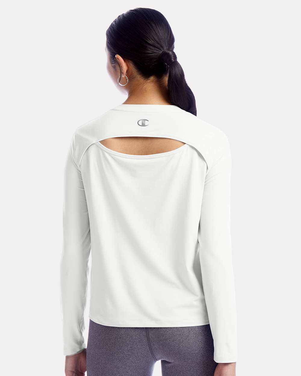 Women's Sport Soft Touch Long Sleeve T-Shirt - OnModelBack - B03584113 - White