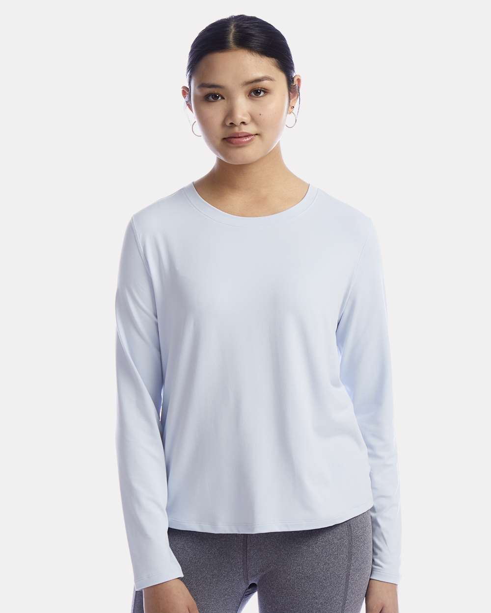 Women's Sport Soft Touch Long Sleeve T-Shirt - OnModelFront - B03584003 - Collage Blue