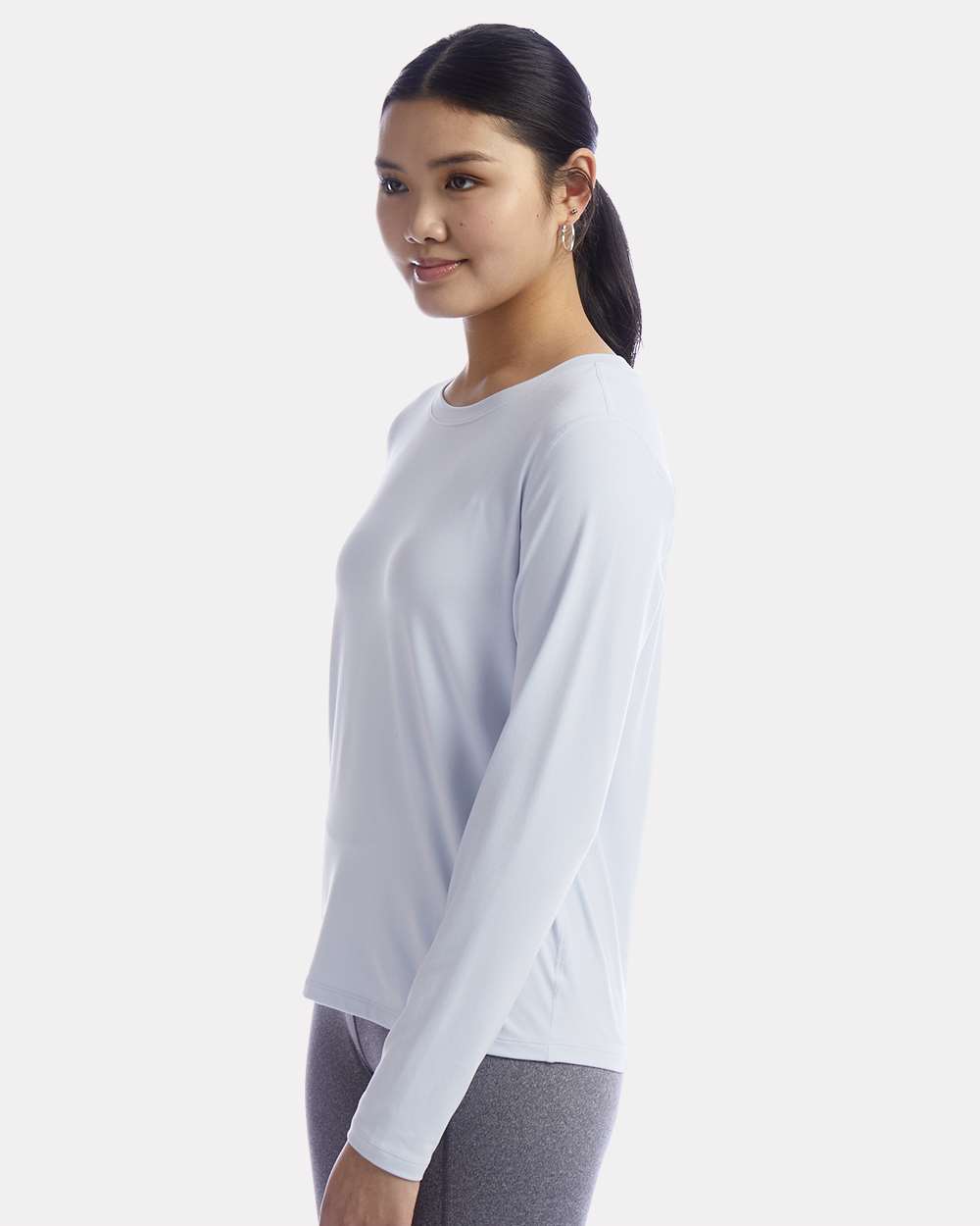 Women's Sport Soft Touch Long Sleeve T-Shirt - OnModelSide - B03584003 - Collage Blue