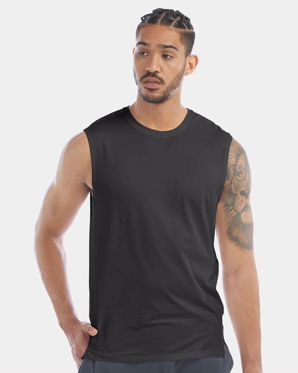 Unisex Sport Muscle T-Shirt - OnModelFront - B03984503 - Black