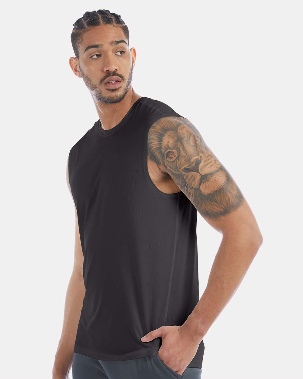 Unisex Sport Muscle T-Shirt - OnModelSide - B03984503 - Black