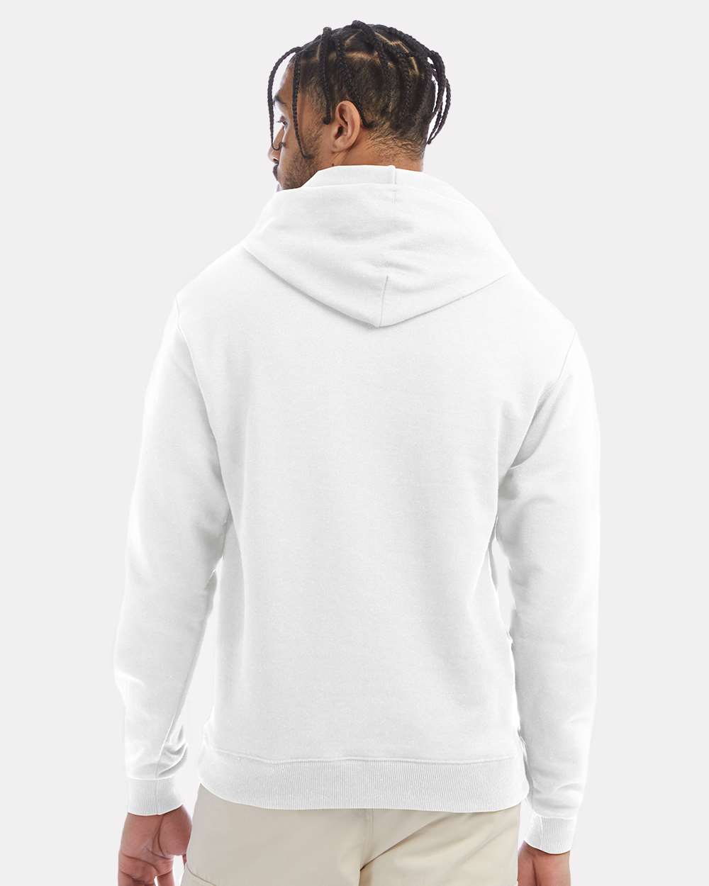 Men's Powerblend® Hooded Sweatshirt - OnModelBack - B22884003 - White