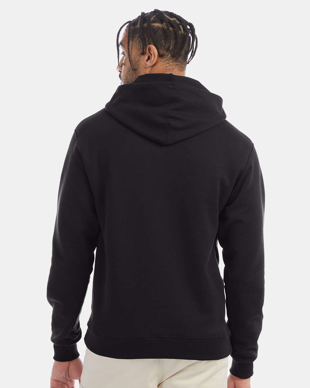 Men's Powerblend® Hooded Sweatshirt - OnModelBack - B22884503 - Black