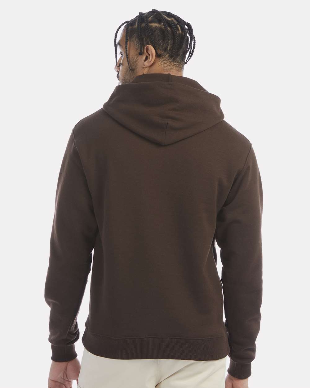 Men's Powerblend® Hooded Sweatshirt - OnModelBack - B22884563 - Chocolate Brown