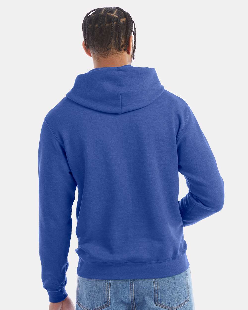 Men's Powerblend® Hooded Sweatshirt - OnModelBack - B22884783 - Royal Blue Heather