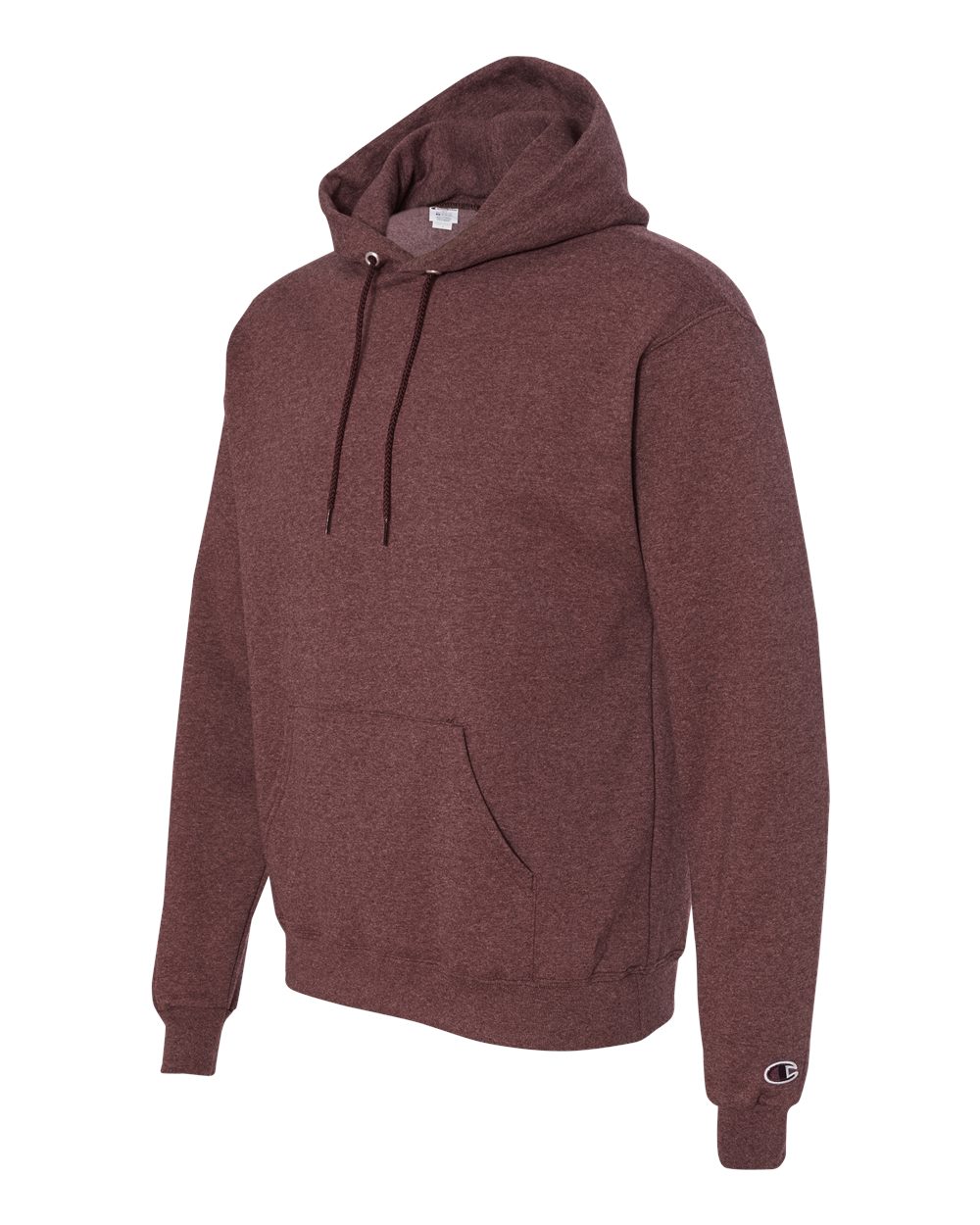 Men's Powerblend® Hooded Sweatshirt - Side - B22884543 - Maroon Heather