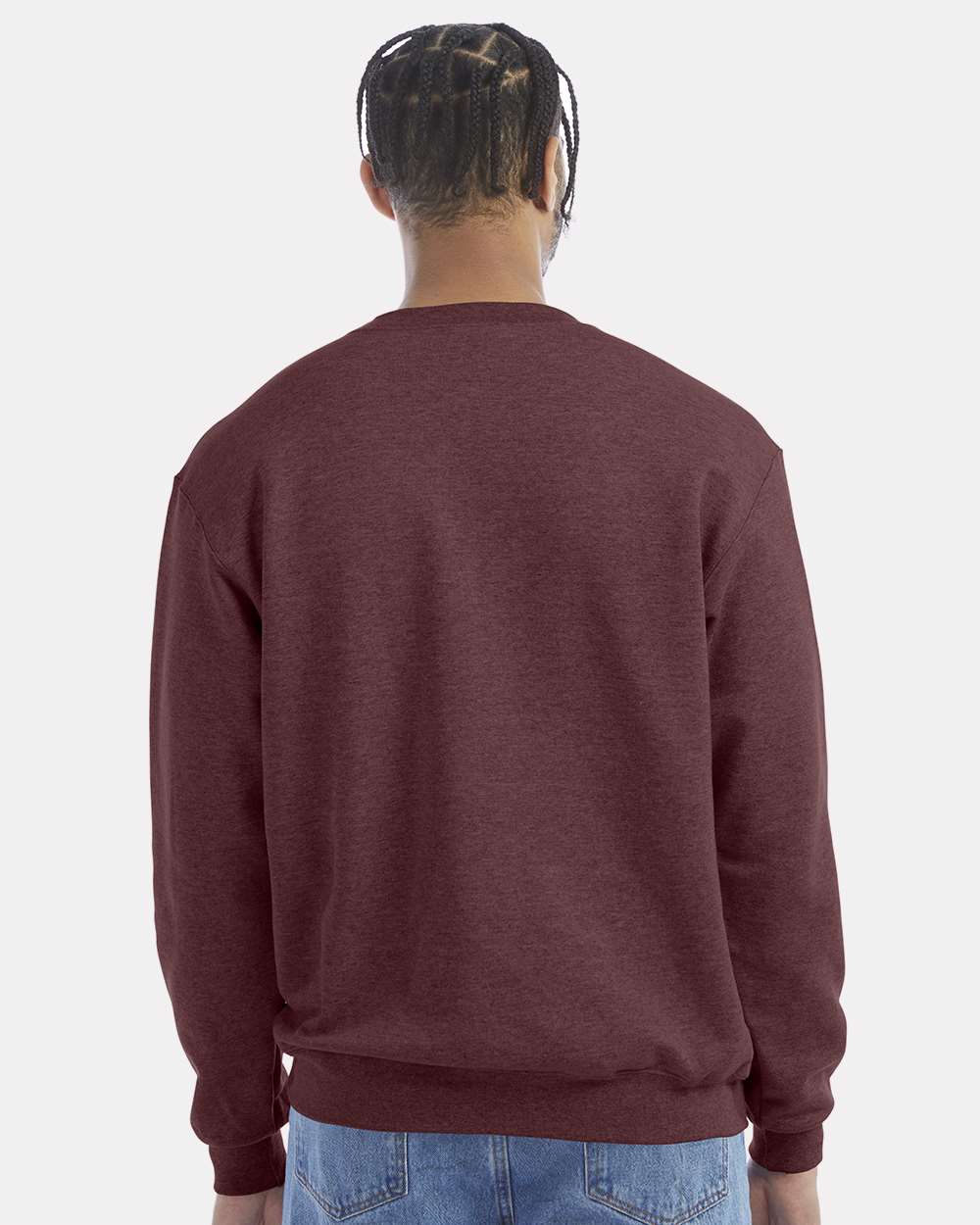 Men's Powerblend® Crewneck Sweatshirt - OnModelBack - B21284543 - Maroon Heather