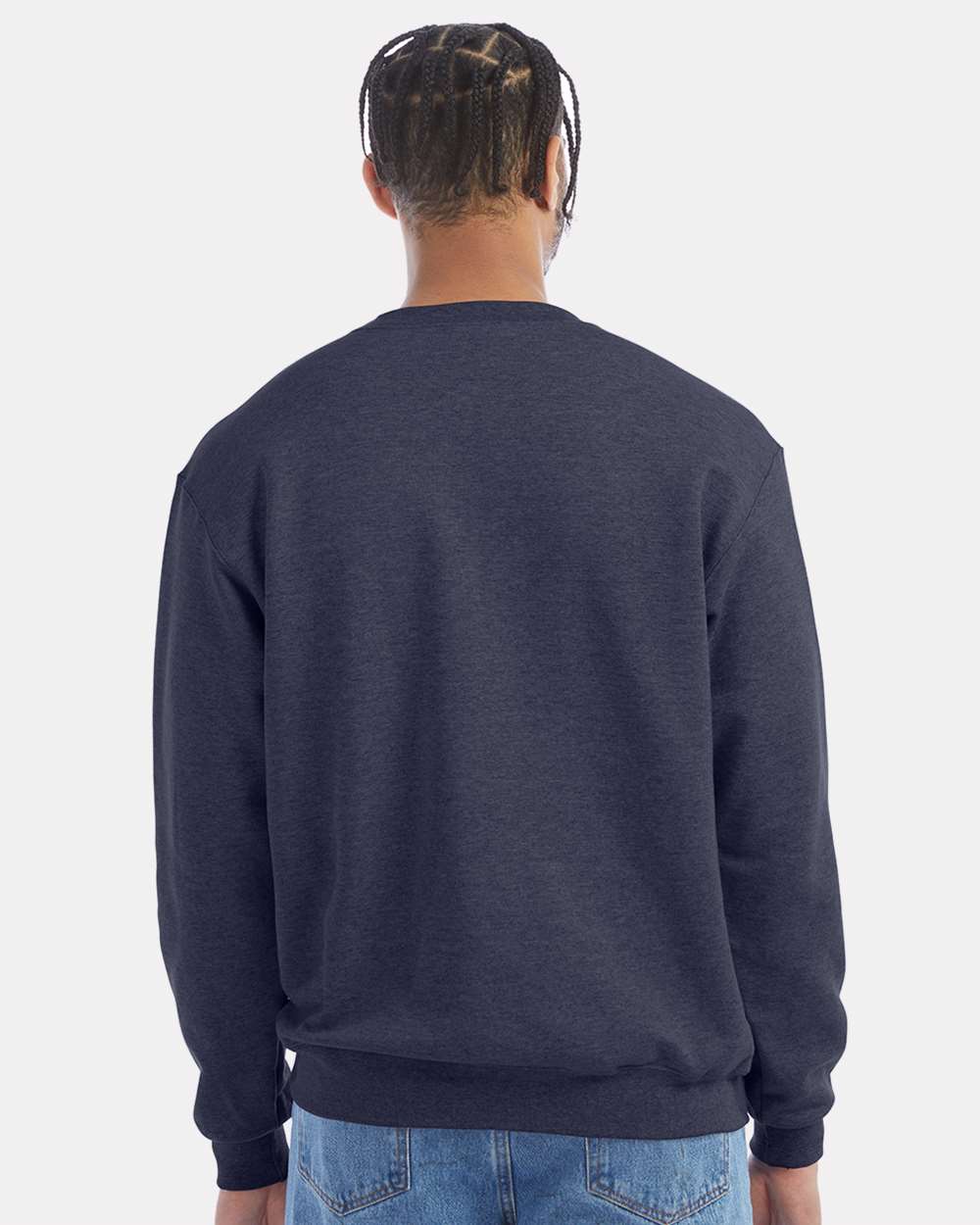 Men's Powerblend® Crewneck Sweatshirt - OnModelBack - B21284643 - Navy Heather