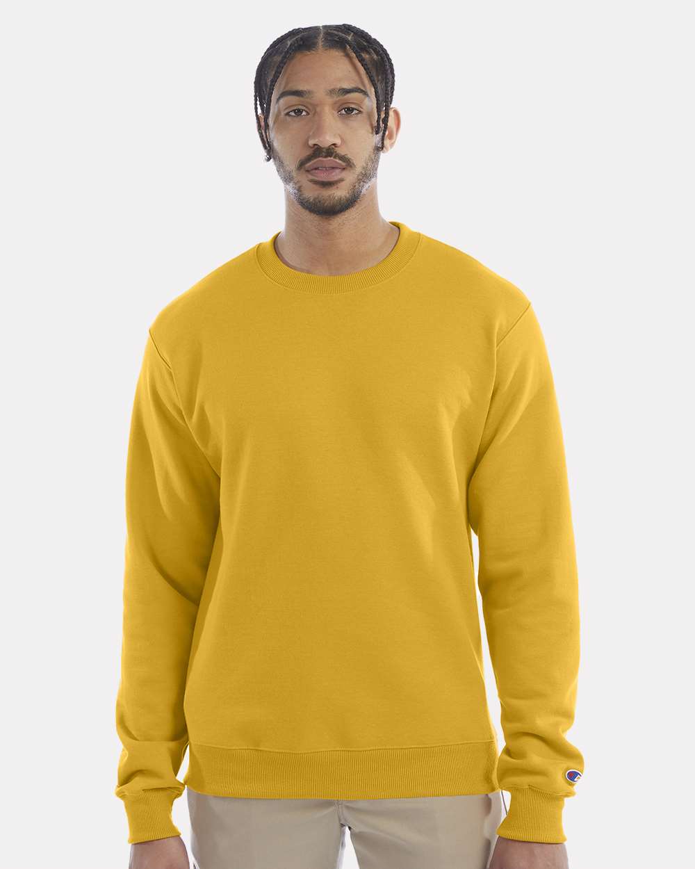 Men's Powerblend® Crewneck Sweatshirt - OnModelFront - B21284123 - Gold