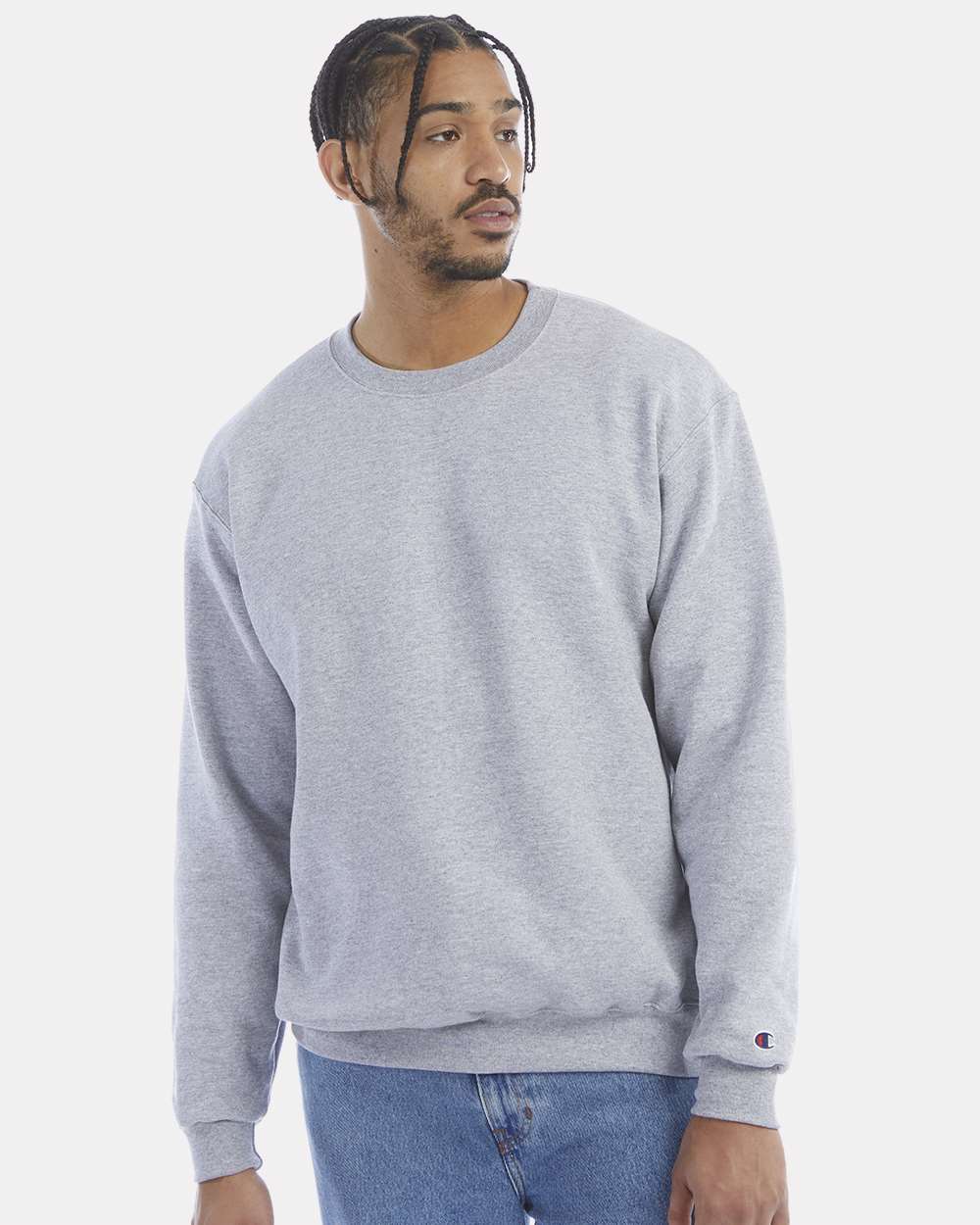 Men's Powerblend® Crewneck Sweatshirt - OnModelFront - B21284583 - Light Steel