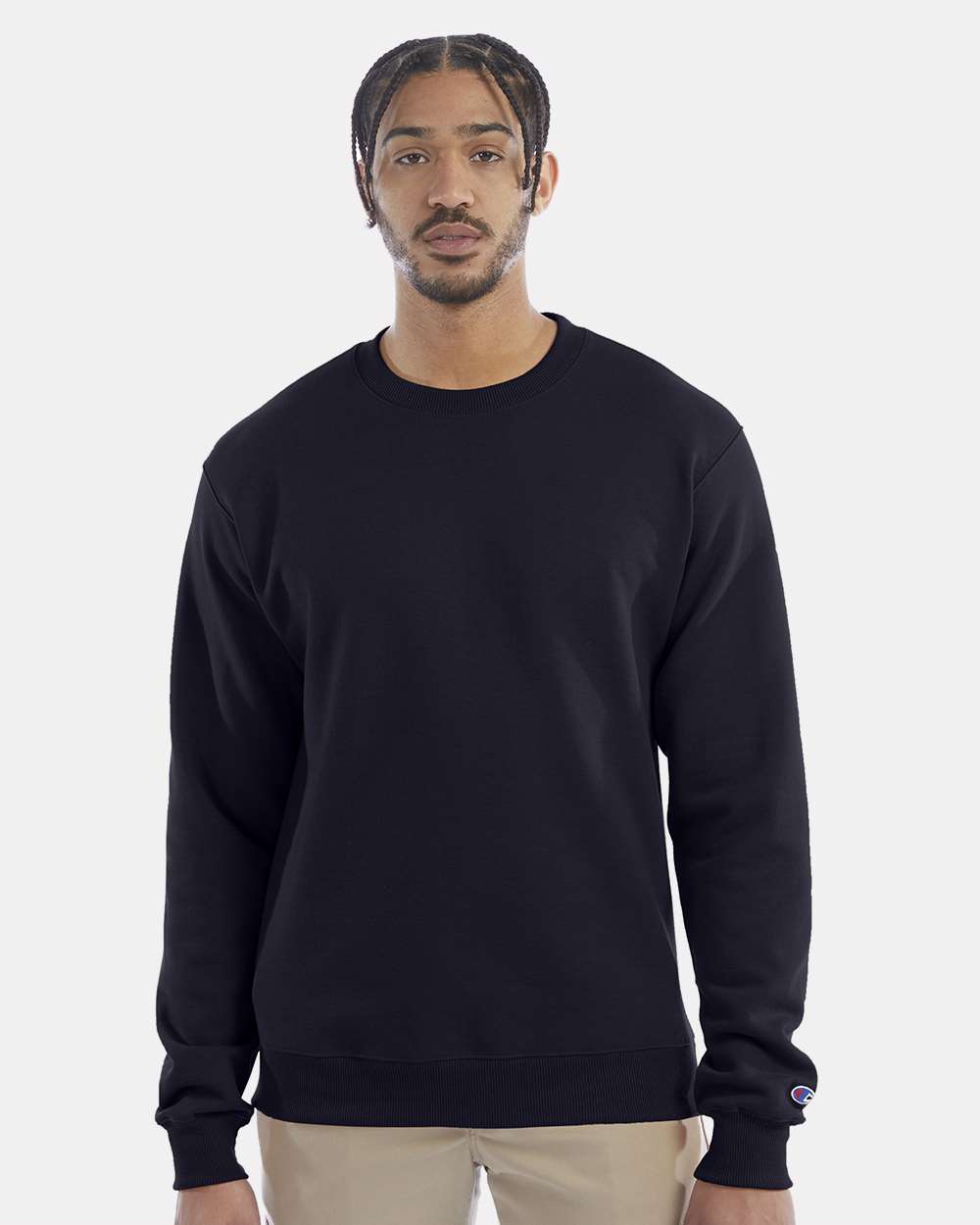 Men's Powerblend® Crewneck Sweatshirt - OnModelFront - B21284653 - Navy