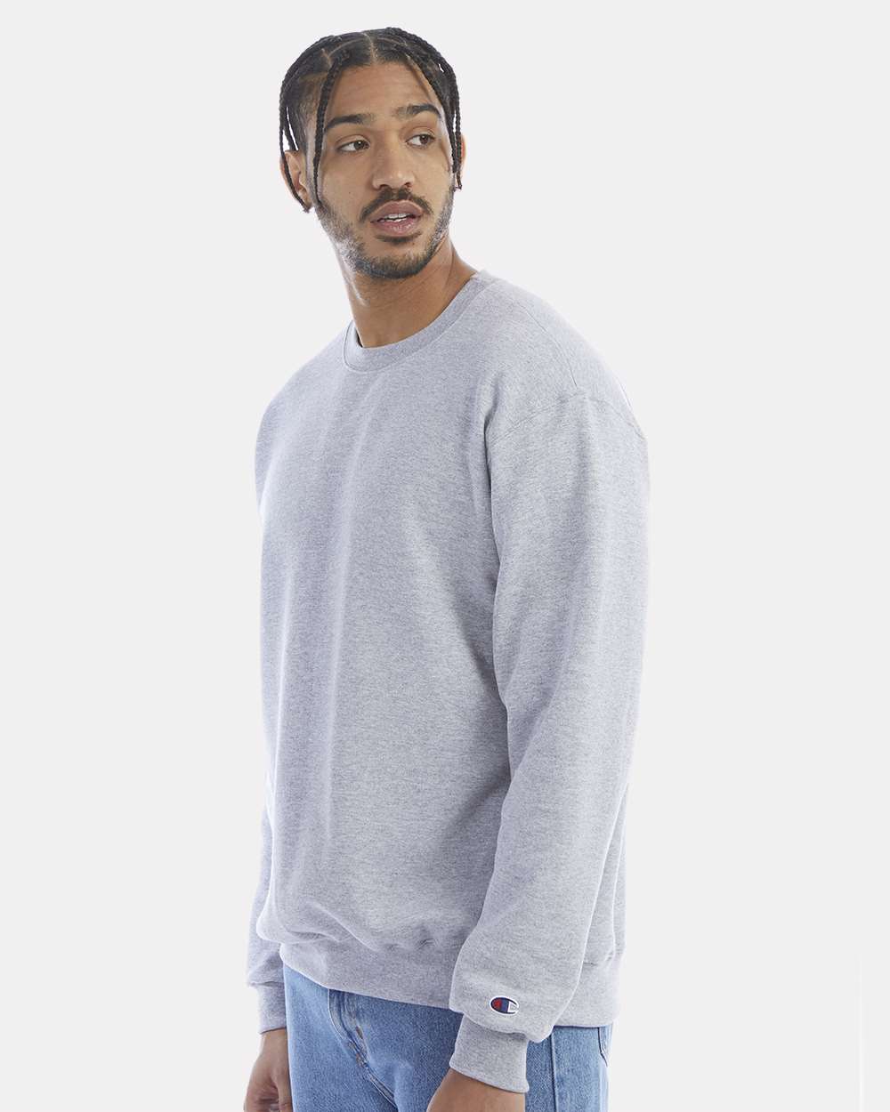 Men's Powerblend® Crewneck Sweatshirt - OnModelSide - B21284583 - Light Steel