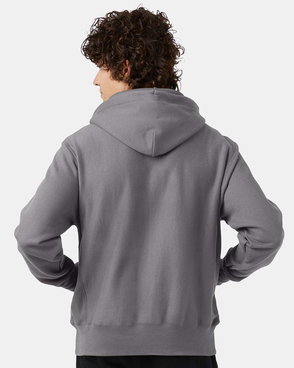 Unisex Reverse Weave® Hooded Sweatshirt - OnModelBack - B20484143 - Stone Grey
