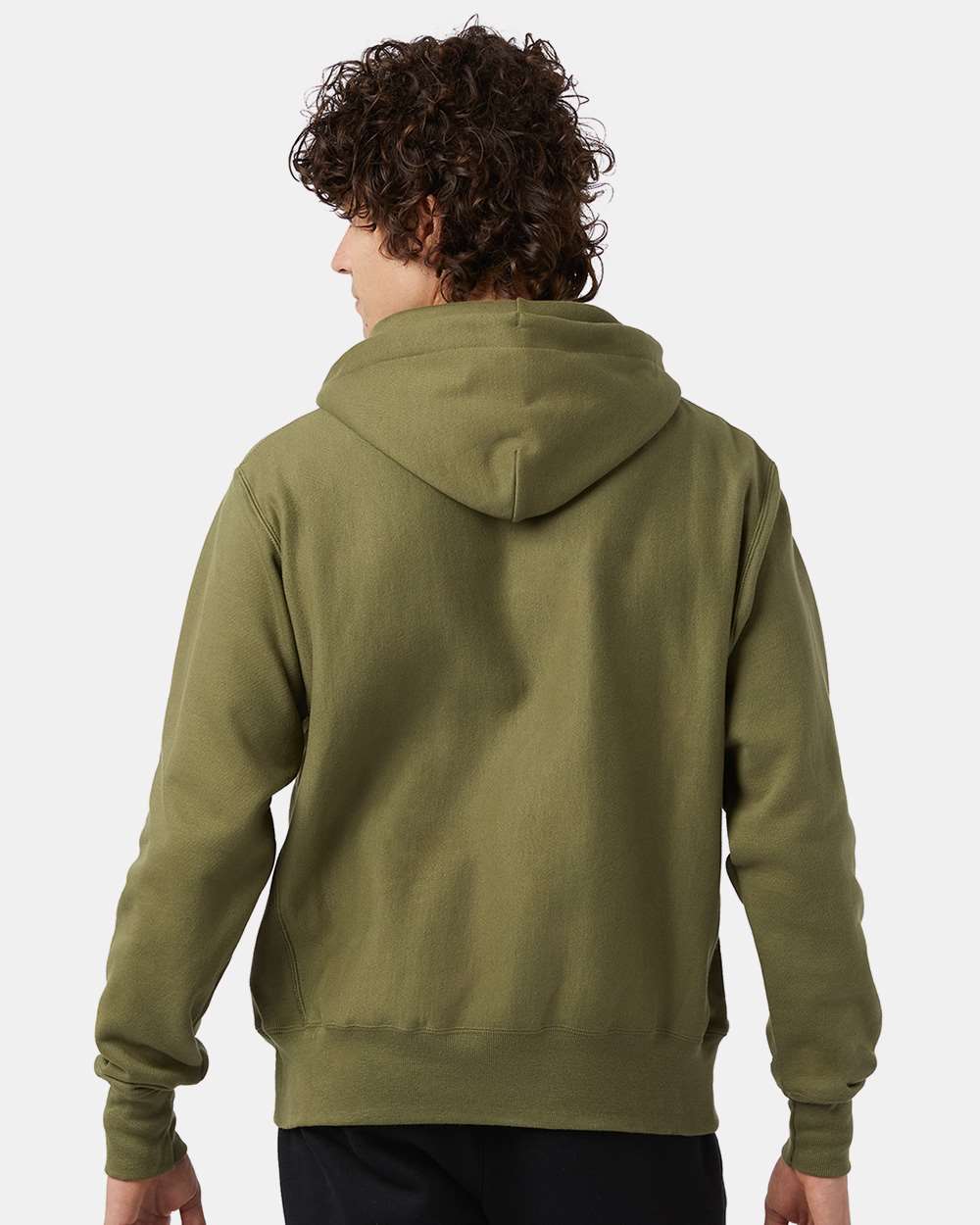 Unisex Reverse Weave® Hooded Sweatshirt - OnModelBack - B20484643 - Fresh Olive