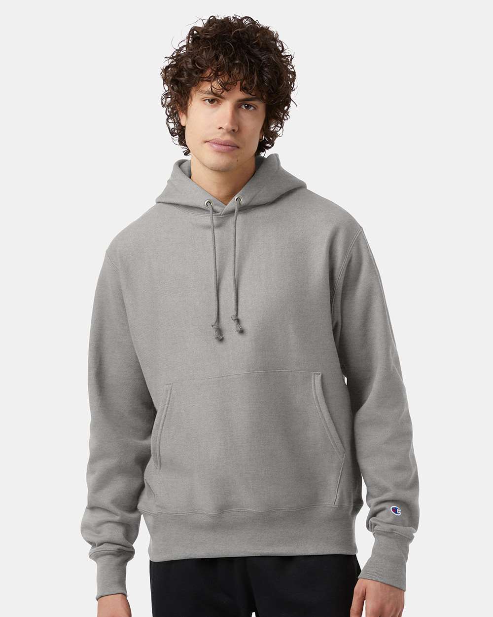 Unisex Reverse Weave® Hooded Sweatshirt - OnModelFront - B20484133 - Oxford Grey