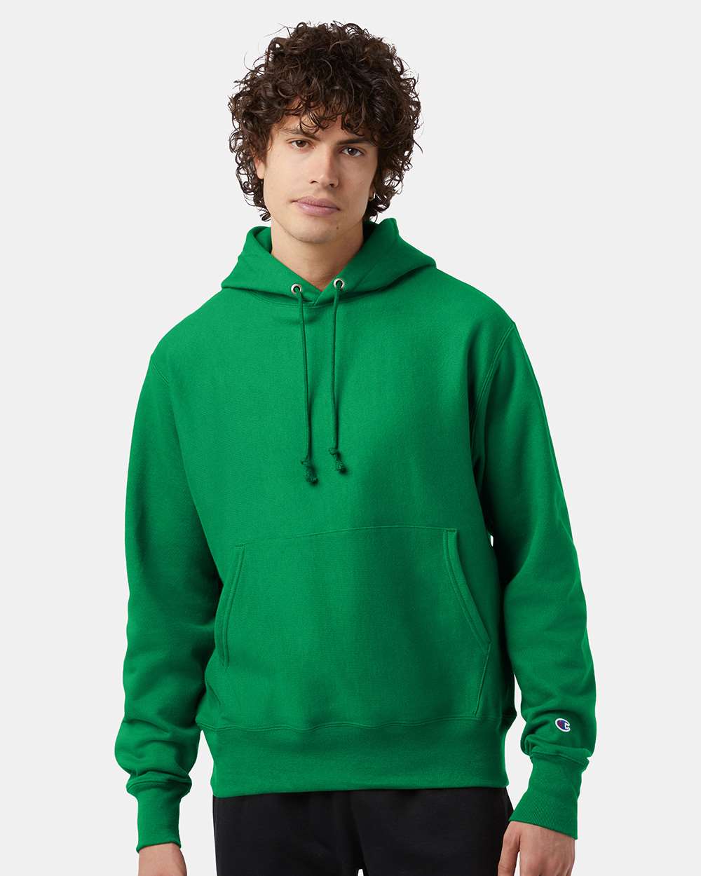 Unisex Reverse Weave® Hooded Sweatshirt - OnModelFront - B20484173 - Kelly Green
