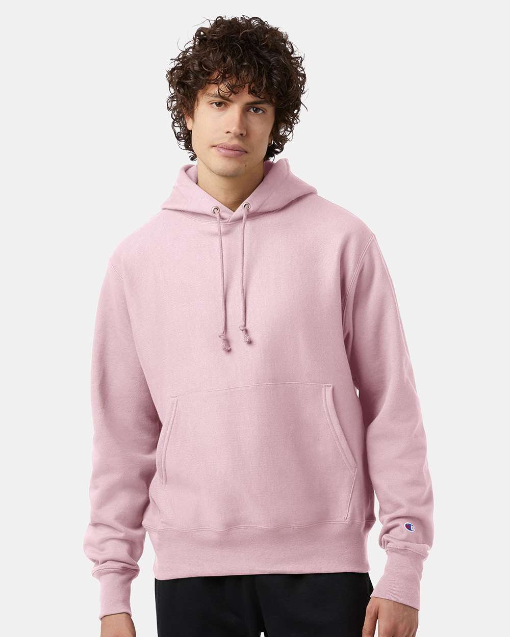 Unisex Reverse Weave® Hooded Sweatshirt - OnModelFront - B20484303 - Pink Candy