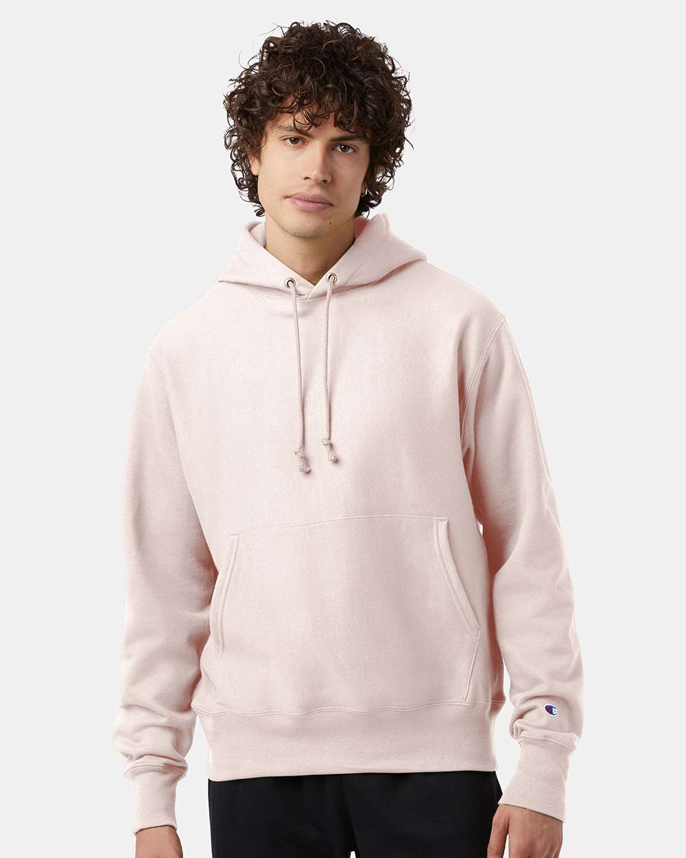 Unisex Reverse Weave® Hooded Sweatshirt - OnModelFront - B20484313 - Body Blush