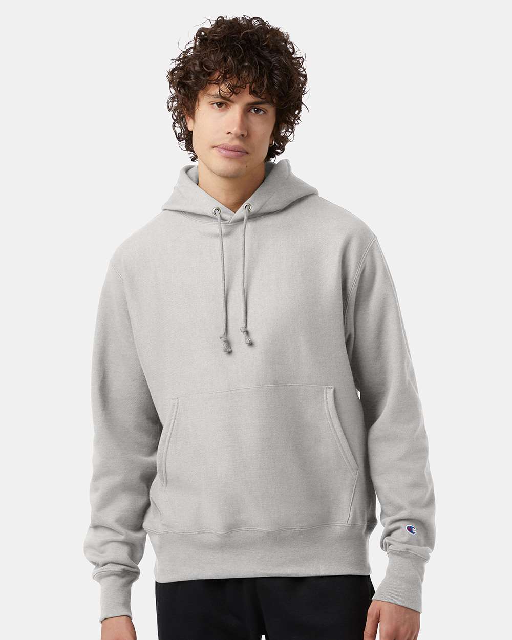 Unisex Reverse Weave® Hooded Sweatshirt - OnModelFront - B20484353 - Silver Grey