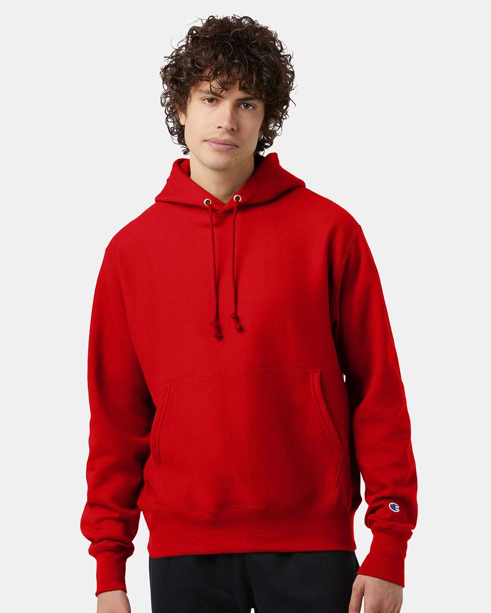 Unisex Reverse Weave® Hooded Sweatshirt - OnModelFront - B20484703 - Scarlet