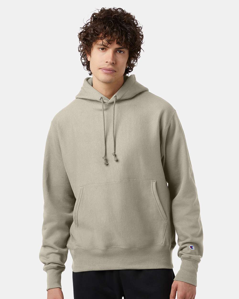 Unisex Reverse Weave® Hooded Sweatshirt - OnModelFront - B20484733 - Sand
