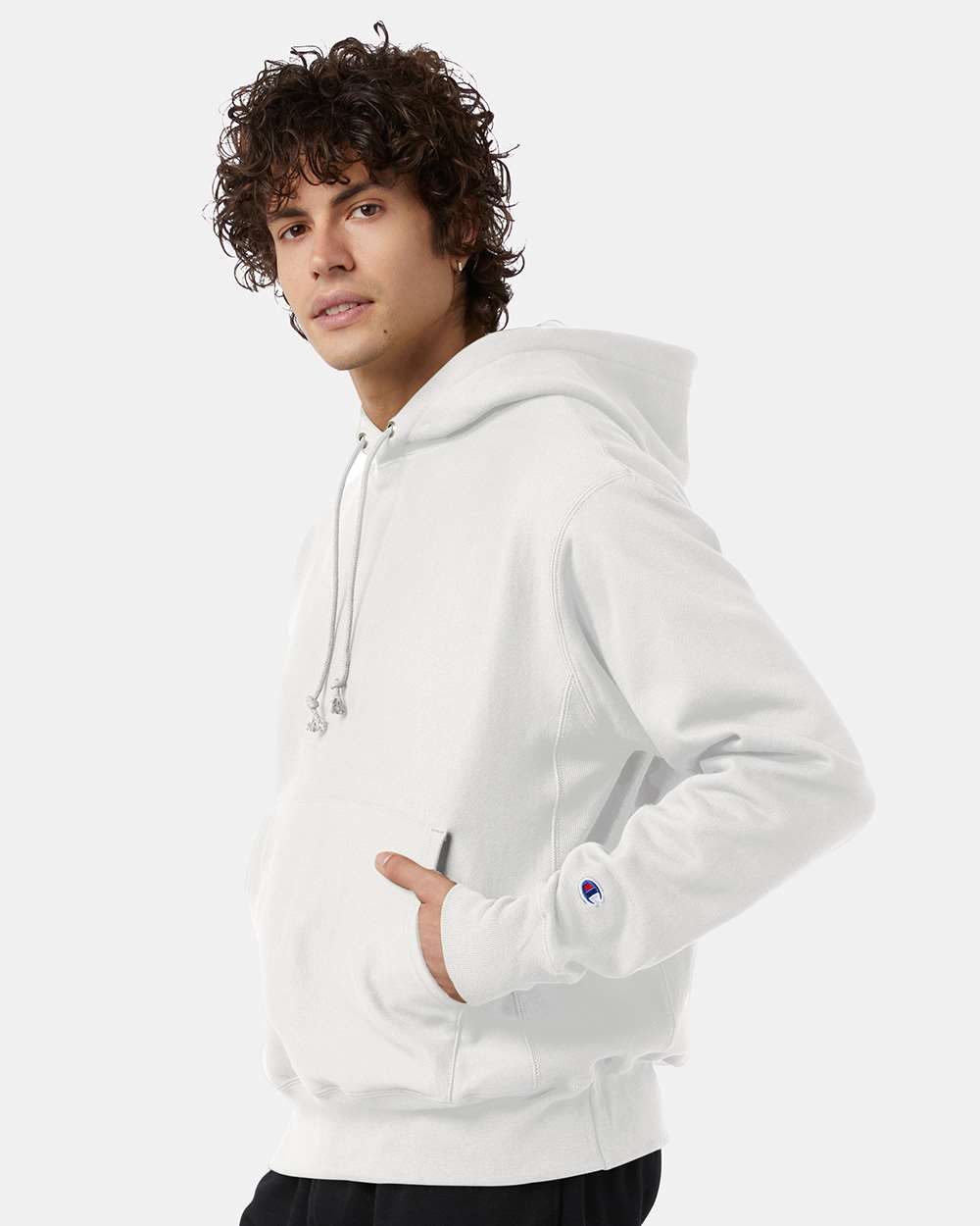 Unisex Reverse Weave® Hooded Sweatshirt - OnModelSide - B20484003 - White