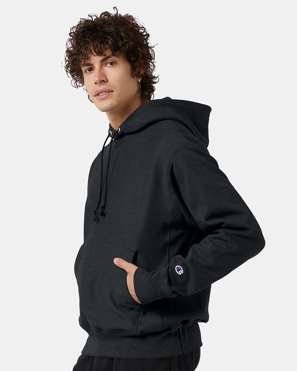 Unisex Reverse Weave® Hooded Sweatshirt - OnModelSide - B20484093 - Charcoal Heather