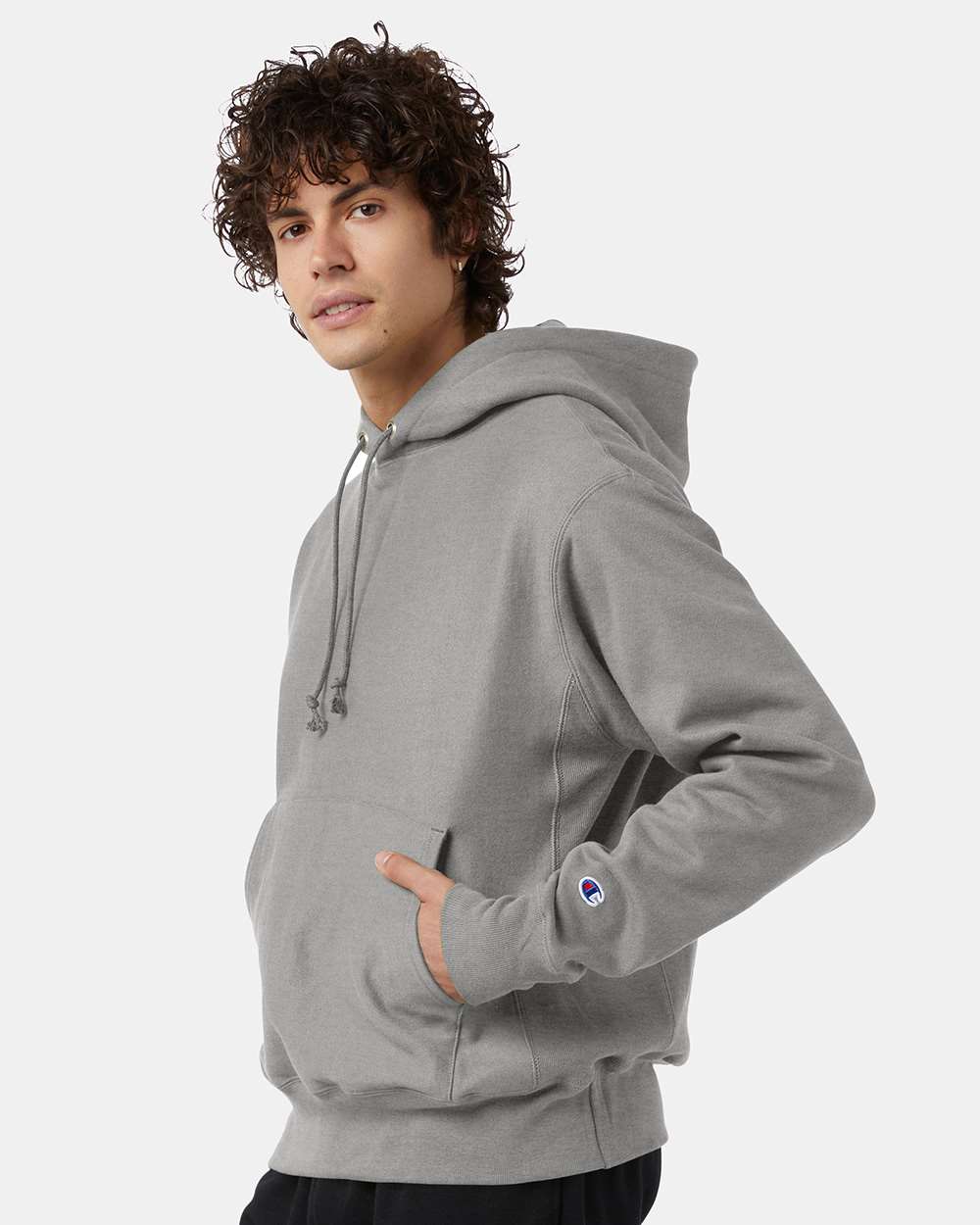 Unisex Reverse Weave® Hooded Sweatshirt - OnModelSide - B20484133 - Oxford Grey