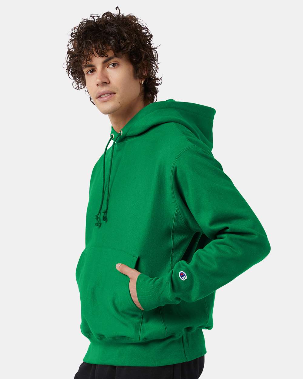 Unisex Reverse Weave® Hooded Sweatshirt - OnModelSide - B20484173 - Kelly Green