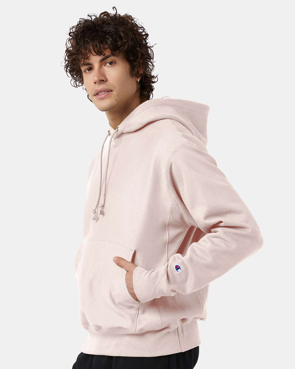 Unisex Reverse Weave® Hooded Sweatshirt - OnModelSide - B20484313 - Body Blush