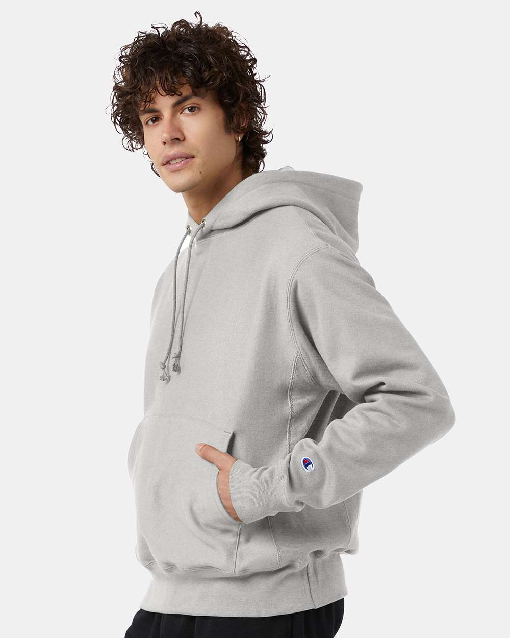 Unisex Reverse Weave® Hooded Sweatshirt - OnModelSide - B20484353 - Silver Grey