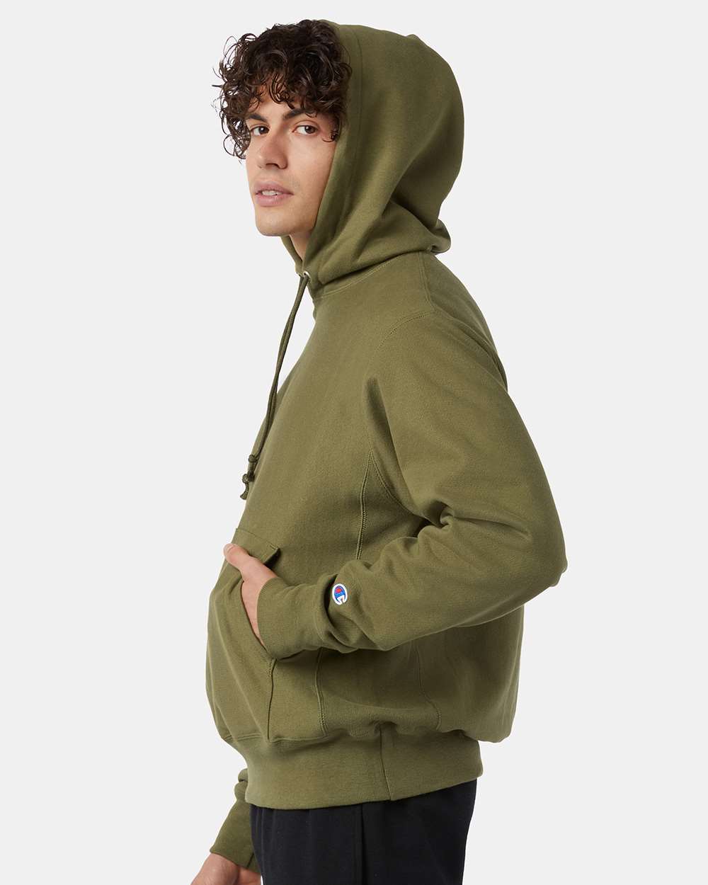 Unisex Reverse Weave® Hooded Sweatshirt - OnModelSide - B20484643 - Fresh Olive