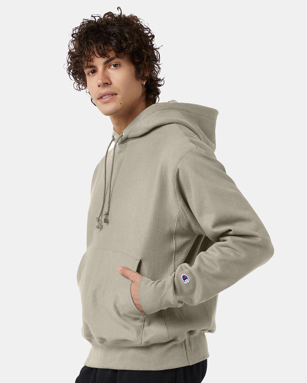 Unisex Reverse Weave® Hooded Sweatshirt - OnModelSide - B20484733 - Sand