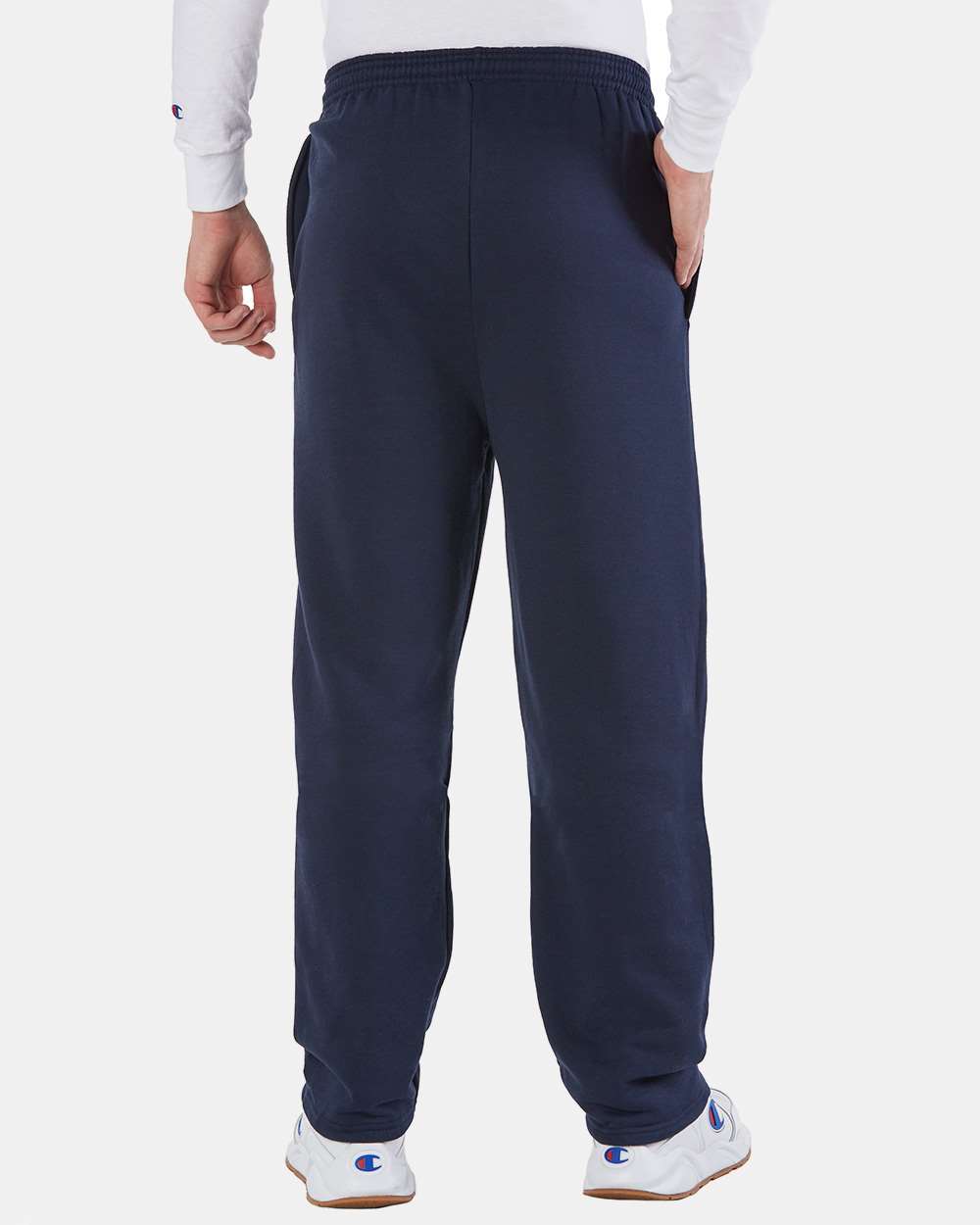 Men's Powerblend® Open-Bottom Sweatpants with Pockets - OnModelBack - B23484653 - Navy