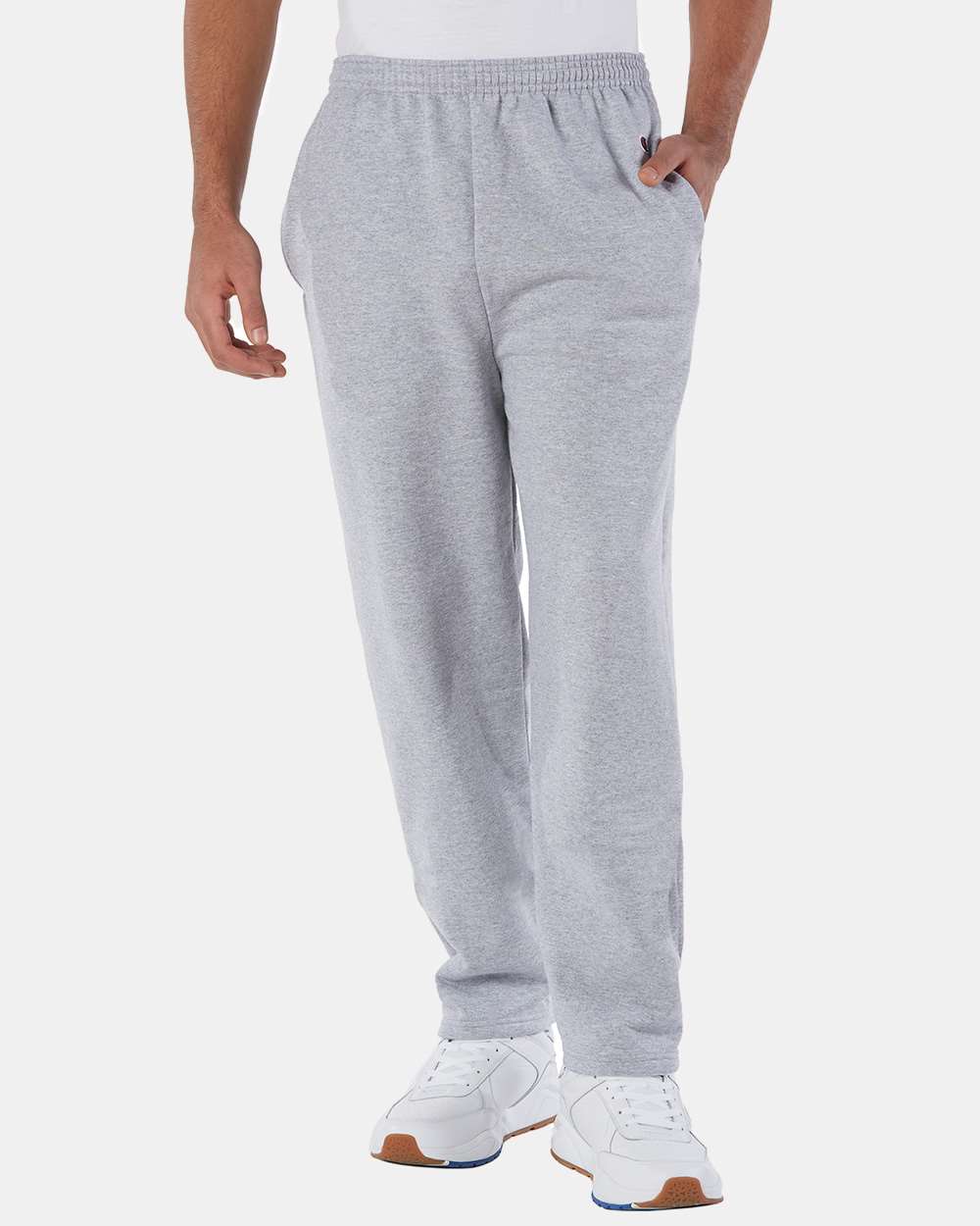 Men's Powerblend® Open-Bottom Sweatpants with Pockets - OnModelFront - B23484583 - Light Steel