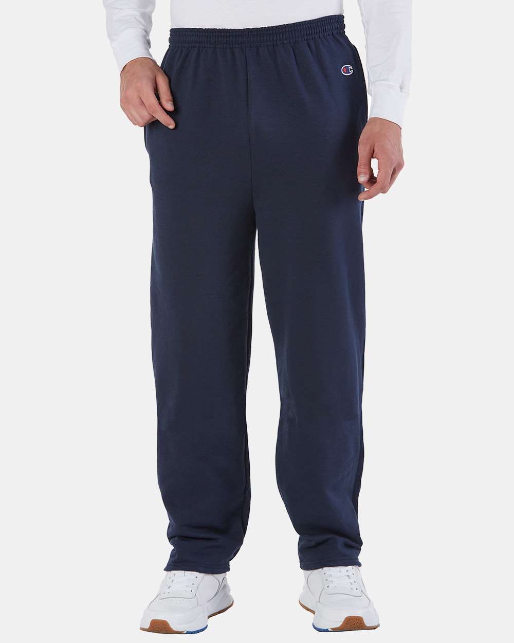 Men's Powerblend® Open-Bottom Sweatpants with Pockets - OnModelFront - B23484653 - Navy